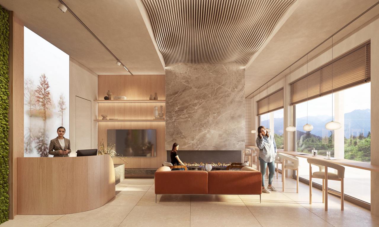 Lobby with Fireplace